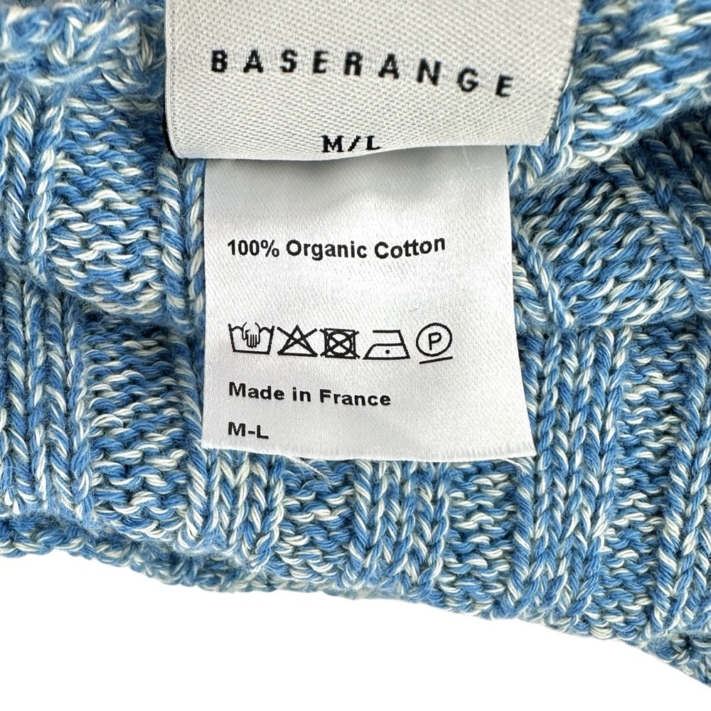 Baserange Macau Sweater Blue Melange Ribbed Boat Neck Crop Long Sleeve Knit Top - Picture 8 of 10